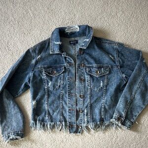 Tractr Blue Distressed Jean Jacket